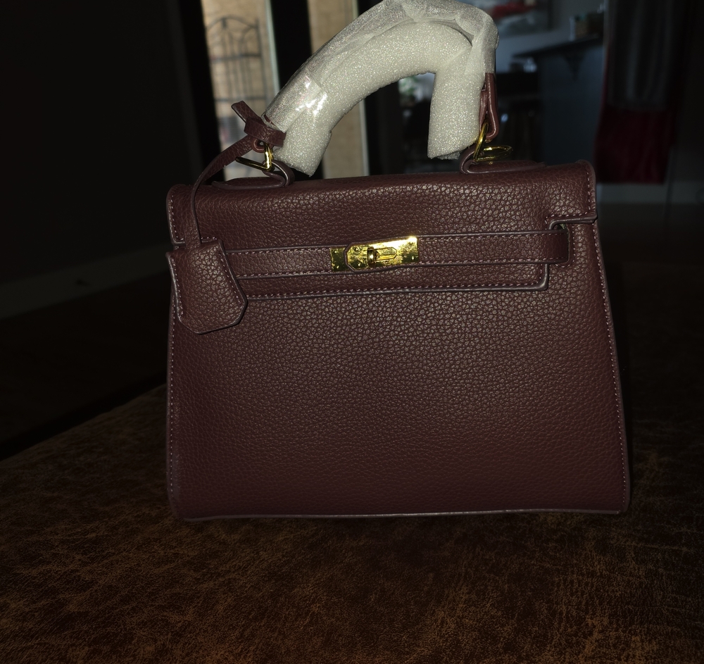 Classic Structured Top-Handle Bag in Burgundy